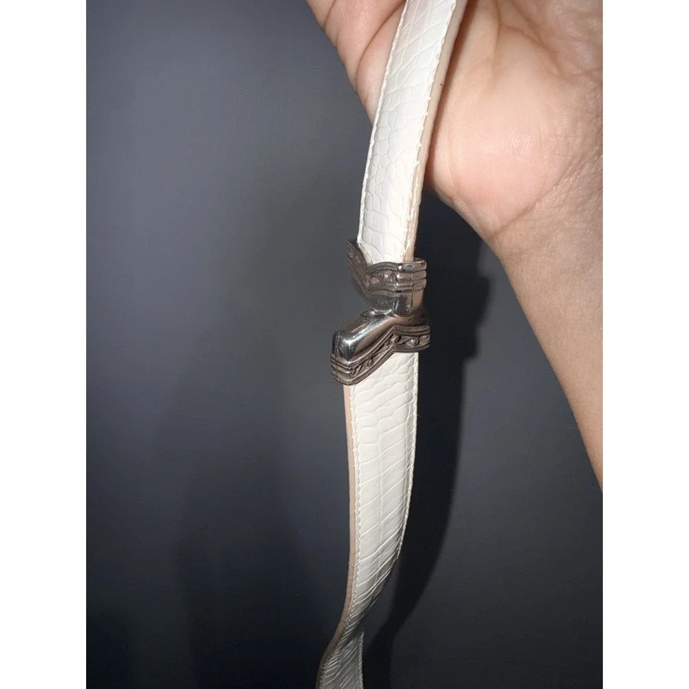 BRIGHTON WOMENS LEATHER‎ REVERSIBLE BELT X White/Tan Sz M 30. 33